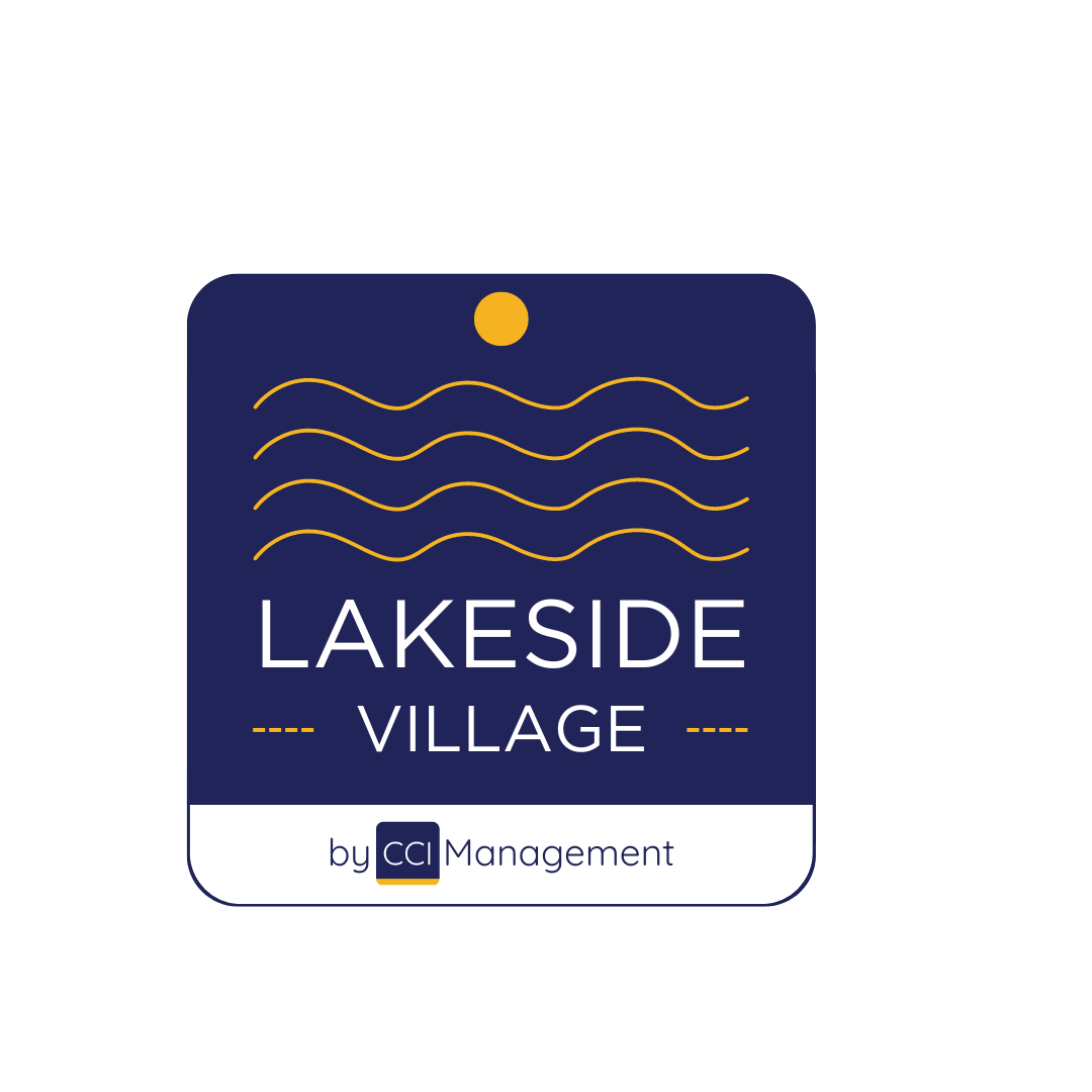 a blue license plate with lakeside village written on it